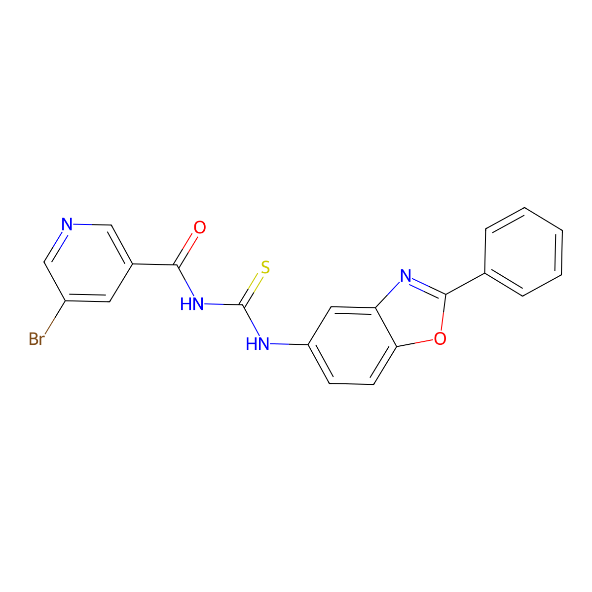 5-bromo-N-[(2-phenyl-1,3-benzoxazol-5-yl)carbamothioyl]pyridine-3-carboxamide molecular structure, CAS 429643-06-1