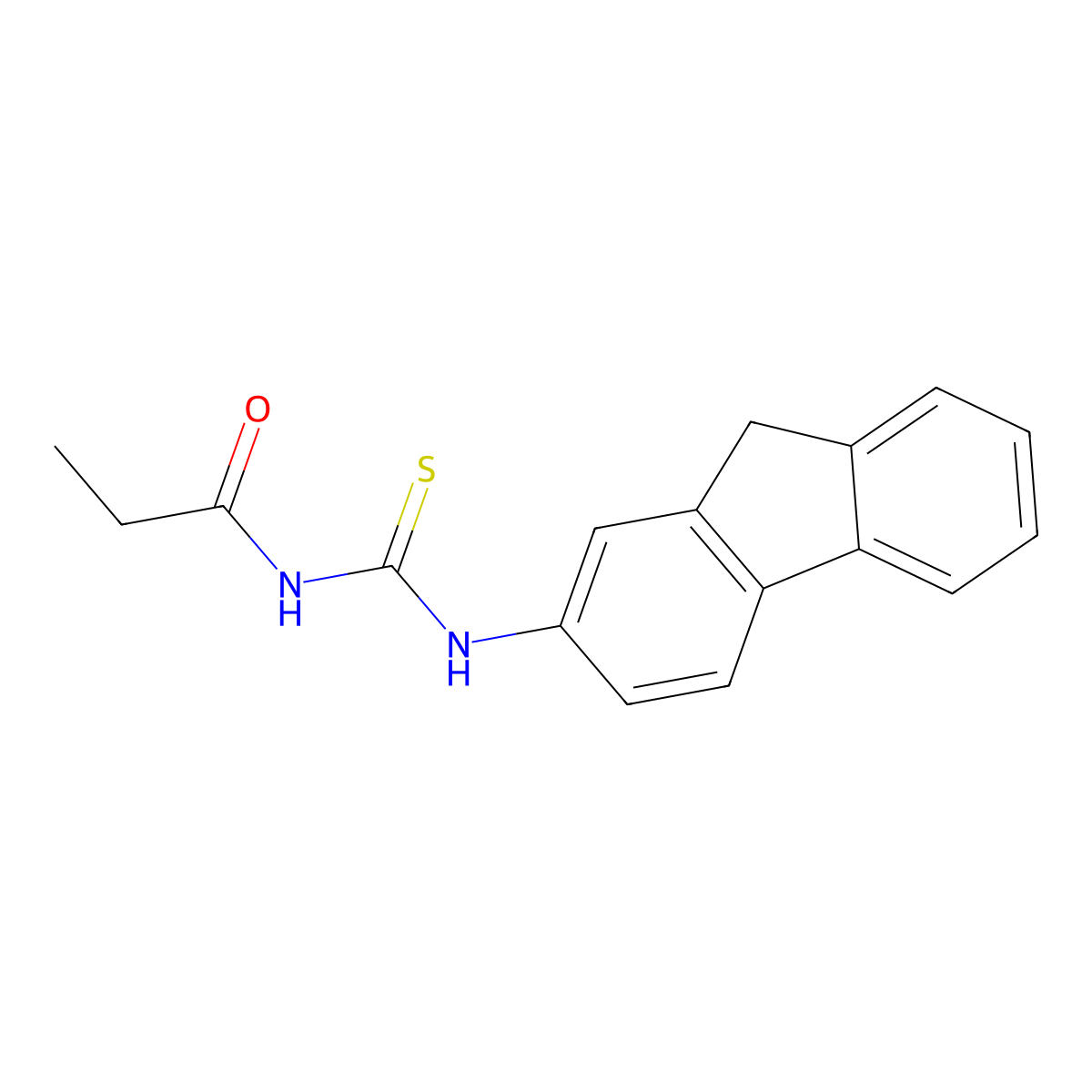 N-(9H-fluoren-2-ylcarbamothioyl)propanamide molecular structure, CAS 429643-19-6