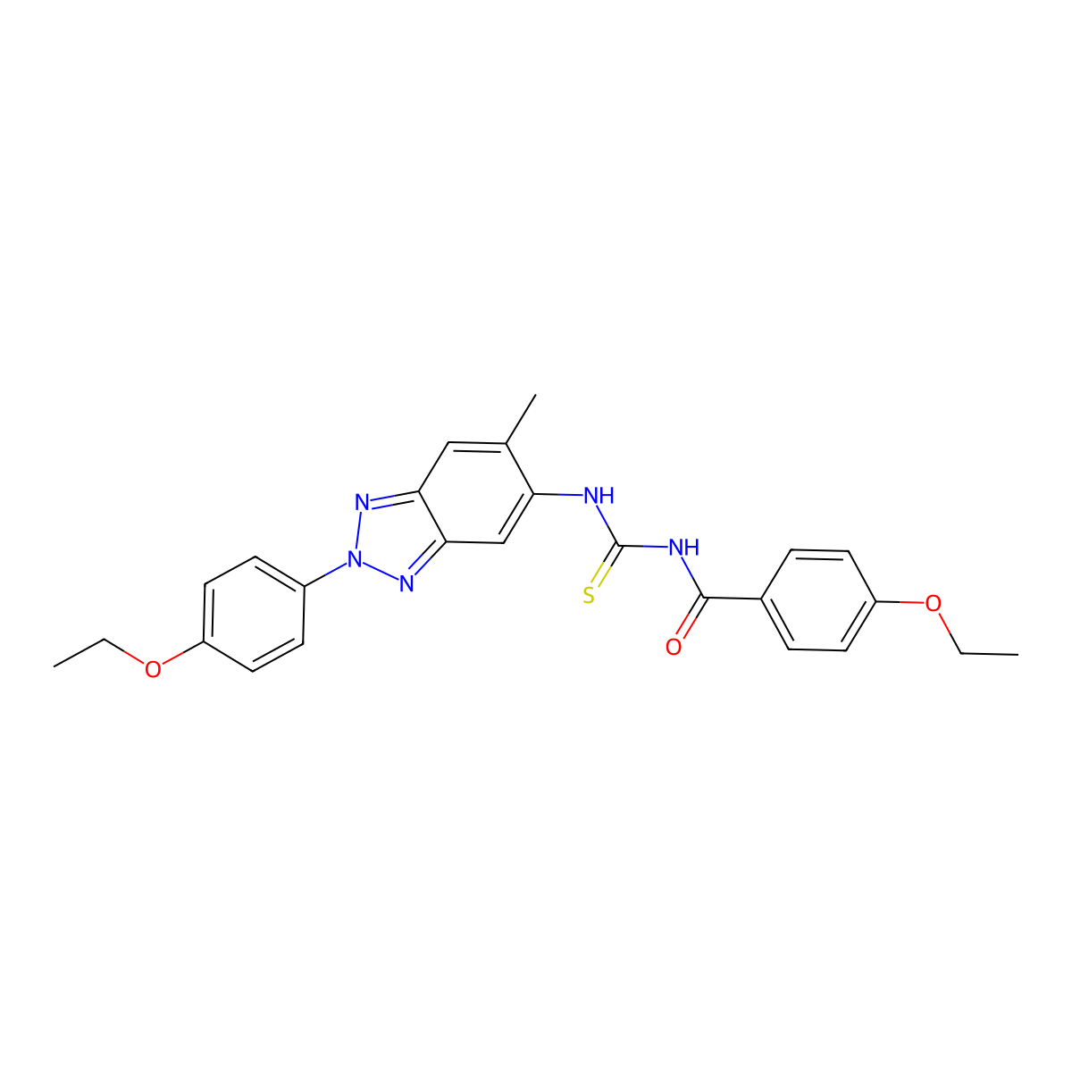 4-ethoxy-N-[[2-(4-ethoxyphenyl)-6-methylbenzotriazol-5-yl]carbamothioyl]benzamide molecular structure, CAS 429643-27-6