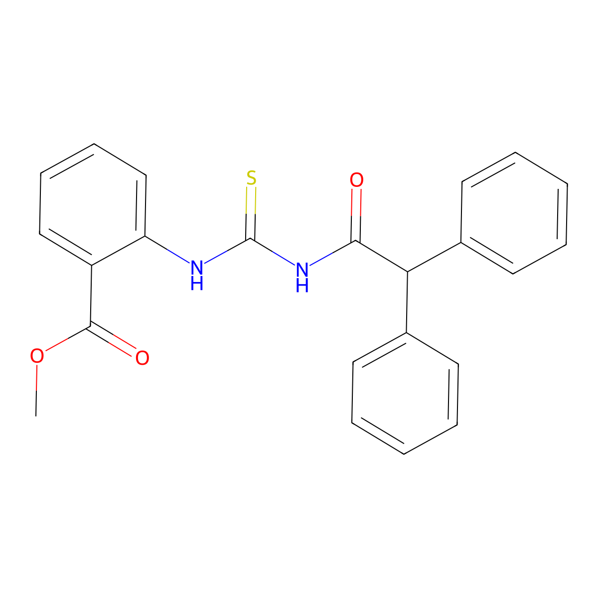 Methyl 2-{[(diphenylacetyl)carbamothioyl]amino}benzoate molecular structure, CAS 429643-37-8