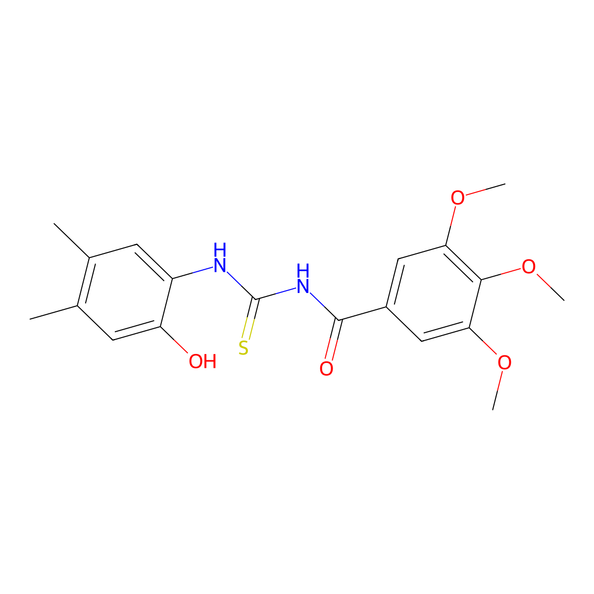 N-[(2-hydroxy-4,5-dimethylphenyl)carbamothioyl]-3,4,5-trimethoxybenzamide molecular structure, CAS 429643-60-7