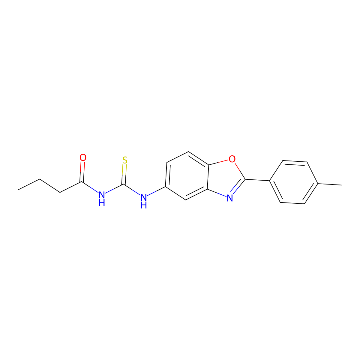 N-[[2-(4-methylphenyl)-1,3-benzoxazol-5-yl]carbamothioyl]butanamide molecular structure, CAS 429643-67-4