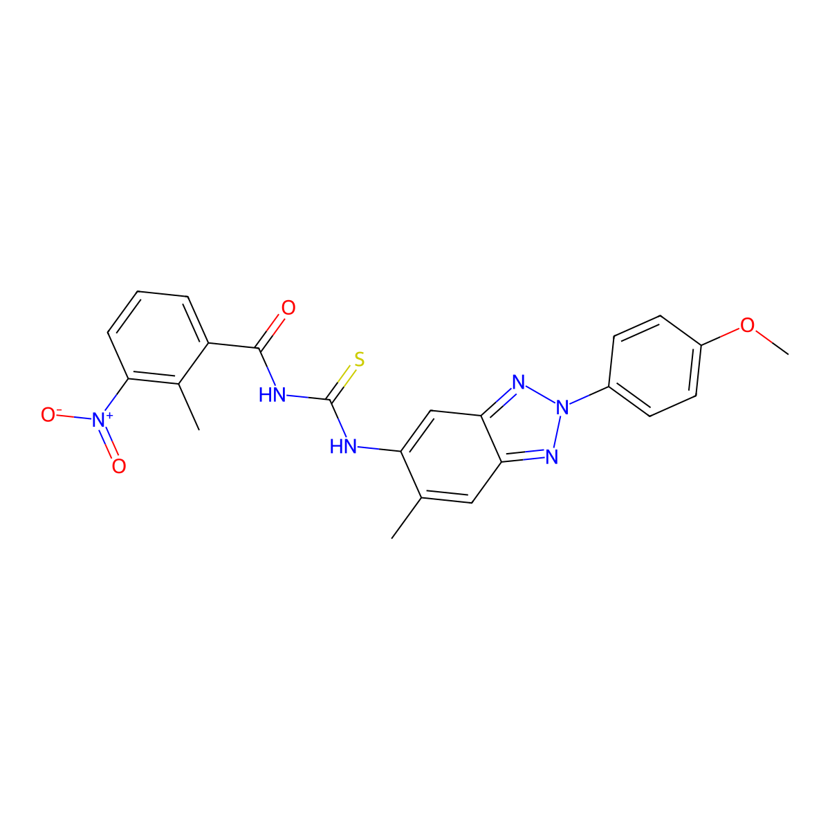 N-[[2-(4-methoxyphenyl)-6-methylbenzotriazol-5-yl]carbamothioyl]-2-methyl-3-nitrobenzamide molecular structure, CAS 429643-76-5