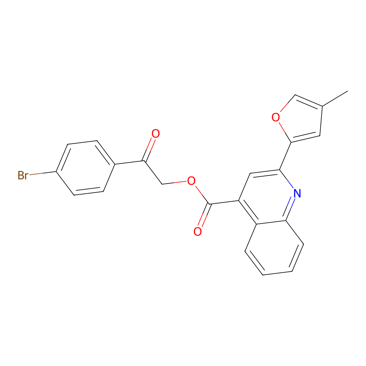 2-(4-Bromophenyl)-2-oxoethyl 2-(4-methyl-2-furyl)-4-quinolinecarboxylate molecular structure, CAS 429643-94-7