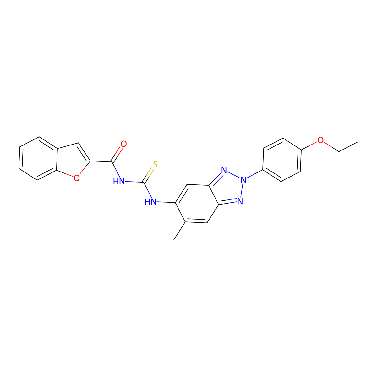 N-[[2-(4-ethoxyphenyl)-6-methylbenzotriazol-5-yl]carbamothioyl]-1-benzofuran-2-carboxamide molecular structure, CAS 429644-06-4