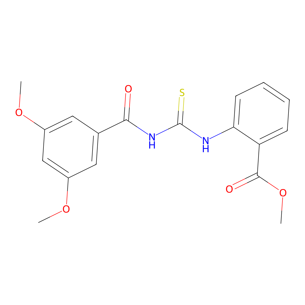 Methyl 2-({[(3,5-dimethoxyphenyl)carbonyl]carbamothioyl}amino)benzoate molecular structure, CAS 429644-26-8