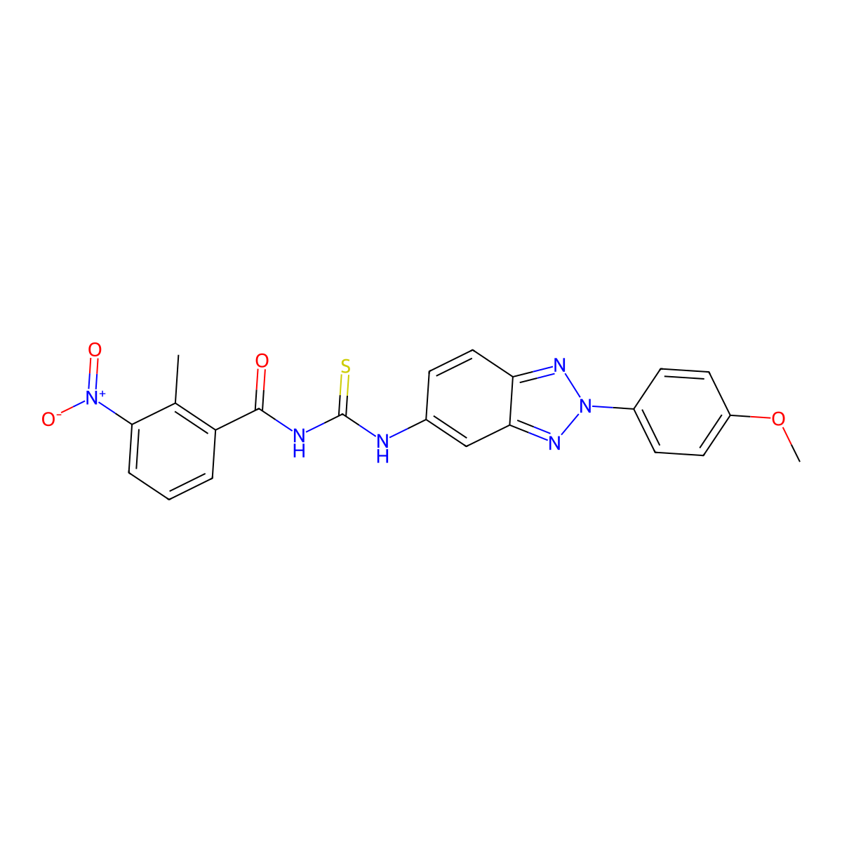 N-[[2-(4-methoxyphenyl)benzotriazol-5-yl]carbamothioyl]-2-methyl-3-nitrobenzamide molecular structure, CAS 429644-28-0