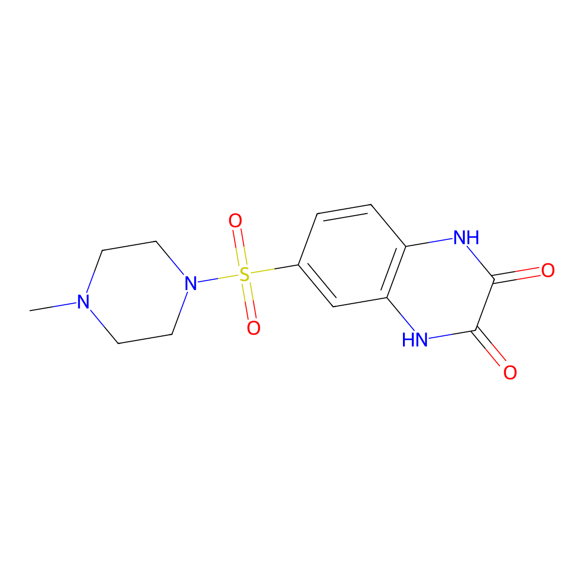 6-((4-methylpiperazin-1-yl)sulfonyl)quinoxaline-2,3(1H,4H)-dione molecular structure, CAS 429646-56-0