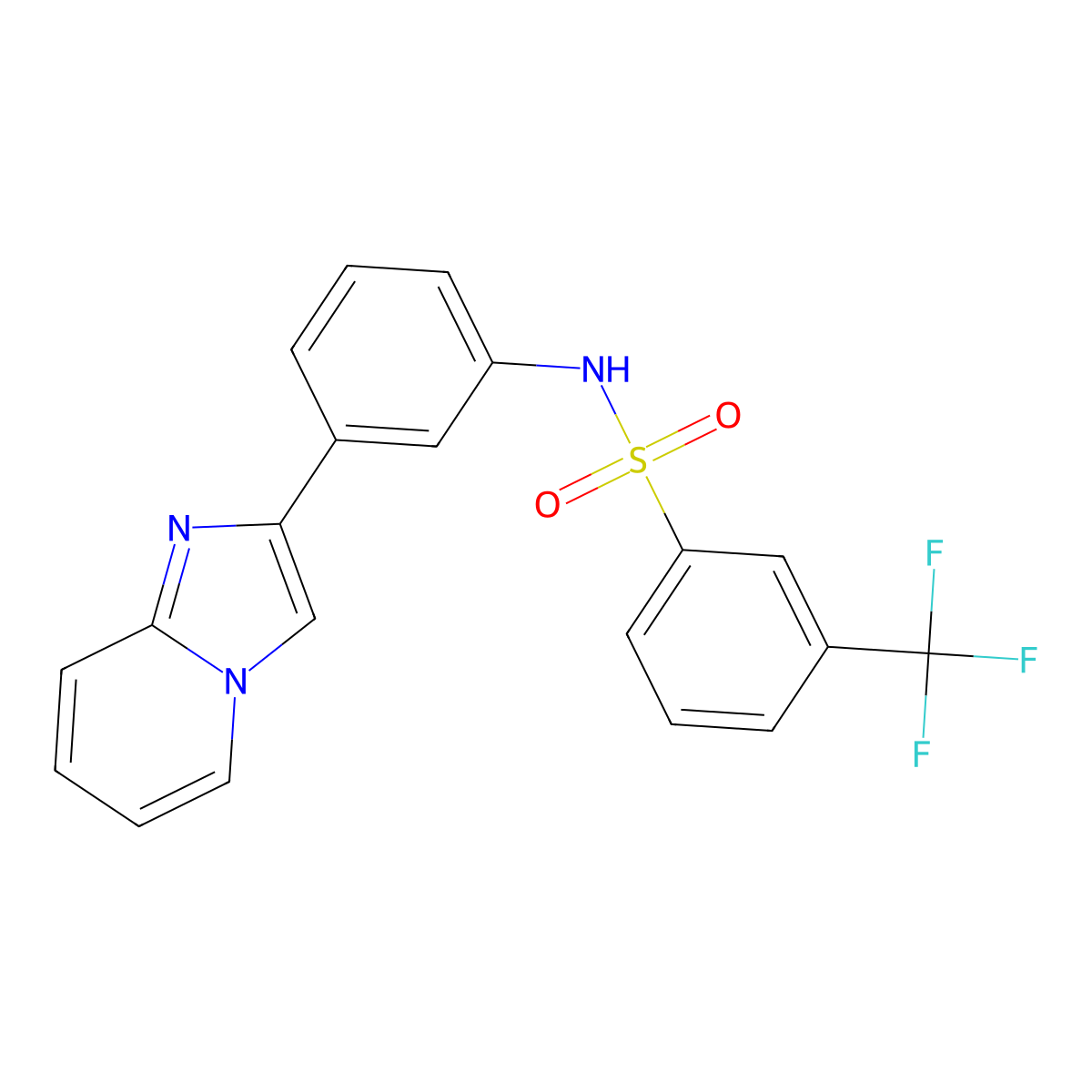 N-(3-imidazo[1,2-a]pyridin-2-ylphenyl)-3-(trifluoromethyl)benzenesulfonamide molecular structure, CAS 429646-81-1