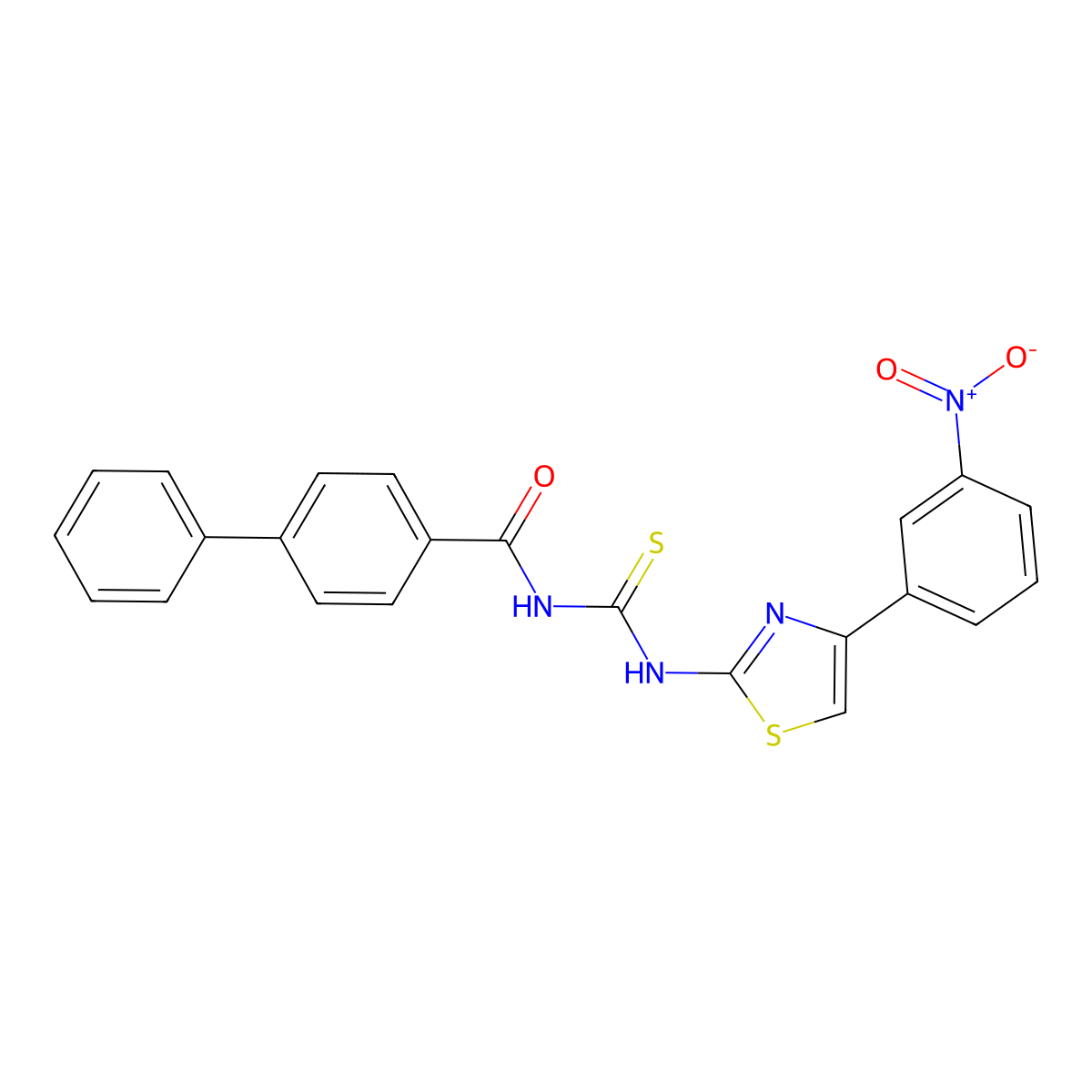 N-[[4-(3-nitrophenyl)-1,3-thiazol-2-yl]carbamothioyl]-4-phenylbenzamide molecular structure, CAS 429646-86-6
