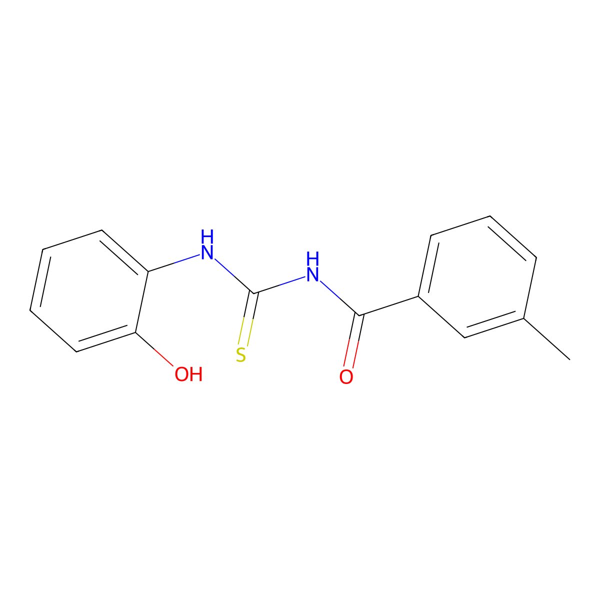 N-[(2-hydroxyphenyl)carbamothioyl]-3-methylbenzamide molecular structure, CAS 429647-11-0