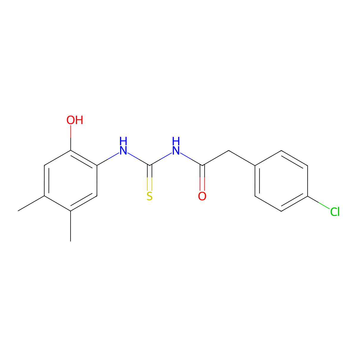 2-(4-chlorophenyl)-N-[(2-hydroxy-4,5-dimethylphenyl)carbamothioyl]acetamide molecular structure, CAS 429647-13-2