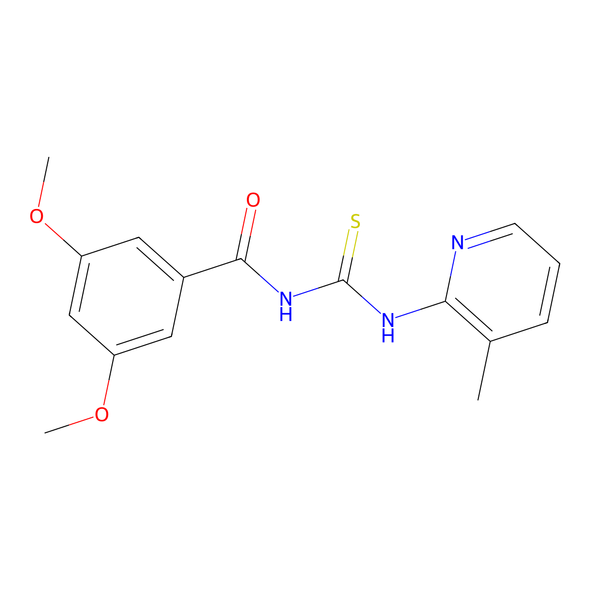 N-(3,5-dimethoxybenzoyl)-N'-(3-methyl-2-pyridinyl)thiourea molecular structure, CAS 429647-17-6