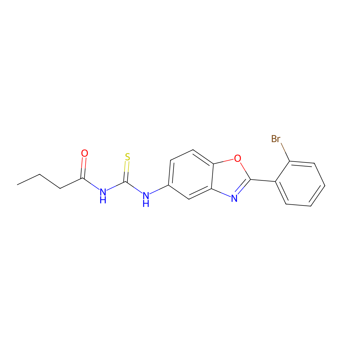 N-[[2-(2-bromophenyl)-1,3-benzoxazol-5-yl]carbamothioyl]butanamide molecular structure, CAS 429647-21-2