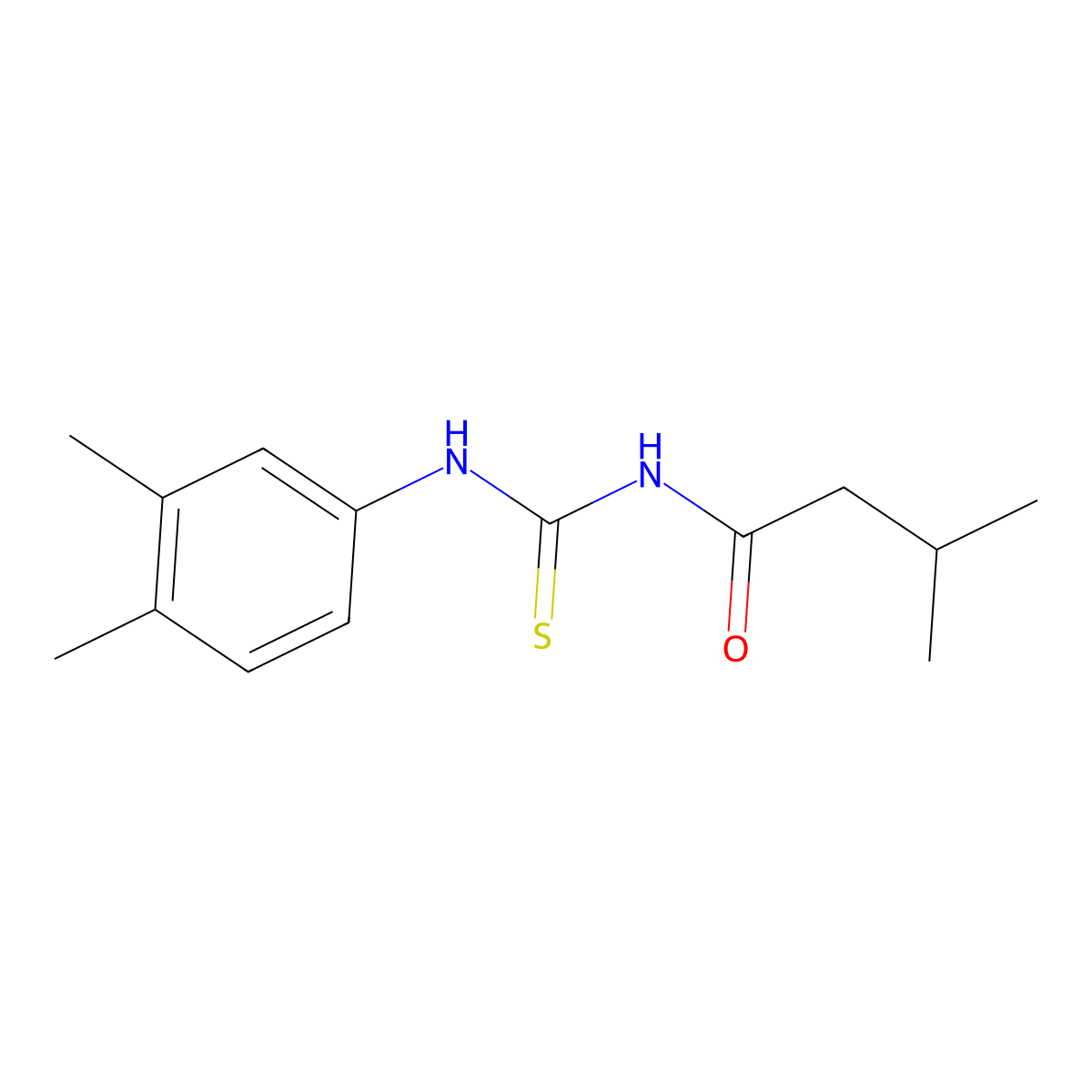 N-[(3,4-dimethylphenyl)carbamothioyl]-3-methylbutanamide molecular structure, CAS 429647-26-7