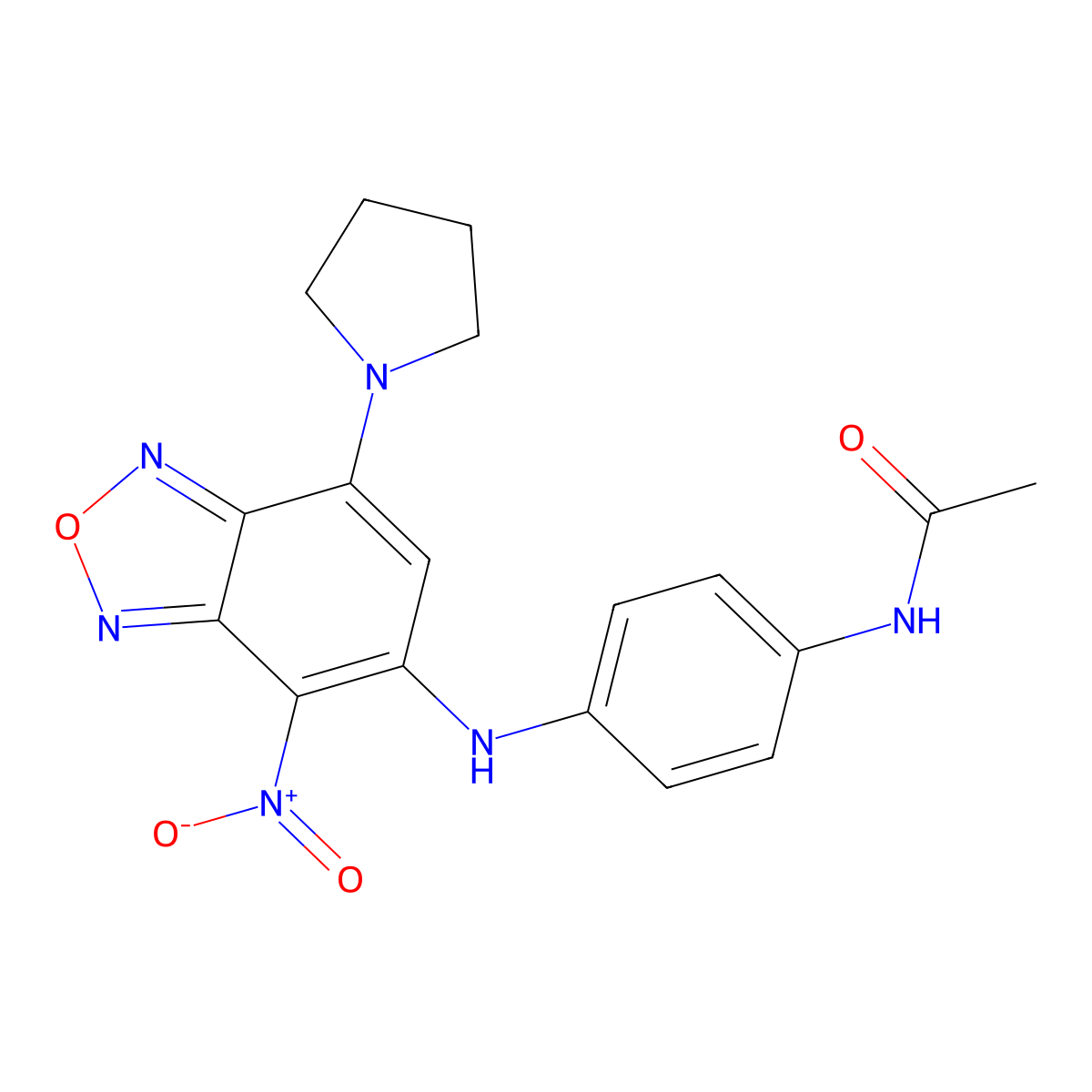 N-[4-[(4-nitro-7-pyrrolidin-1-yl-2,1,3-benzoxadiazol-5-yl)amino]phenyl]acetamide molecular structure, CAS 429647-29-0