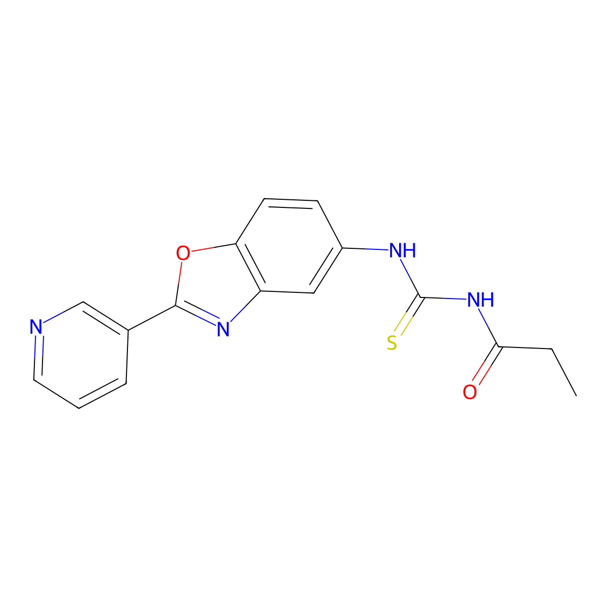 N-[(2-pyridin-3-yl-1,3-benzoxazol-5-yl)carbamothioyl]propanamide molecular structure, CAS 429647-36-9