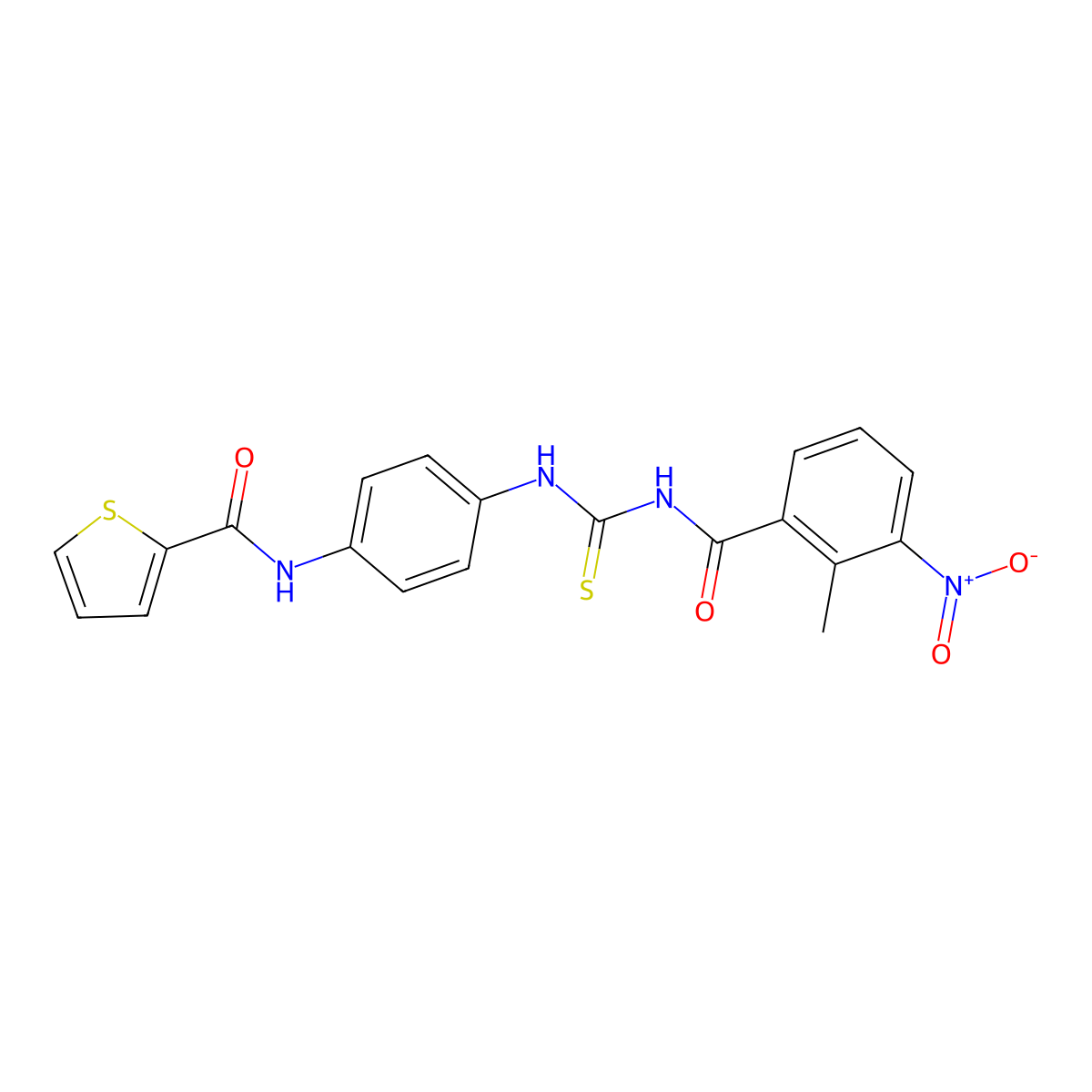 N-[4-[(2-methyl-3-nitrobenzoyl)carbamothioylamino]phenyl]thiophene-2-carboxamide molecular structure, CAS 429647-37-0