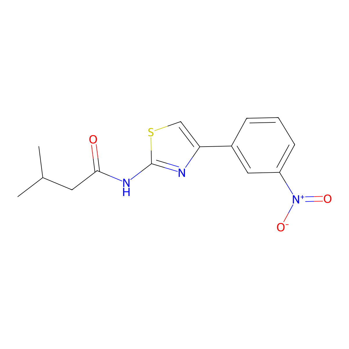 3-methyl-N-[4-(3-nitrophenyl)-1,3-thiazol-2-yl]butanamide molecular structure, CAS 429647-39-2
