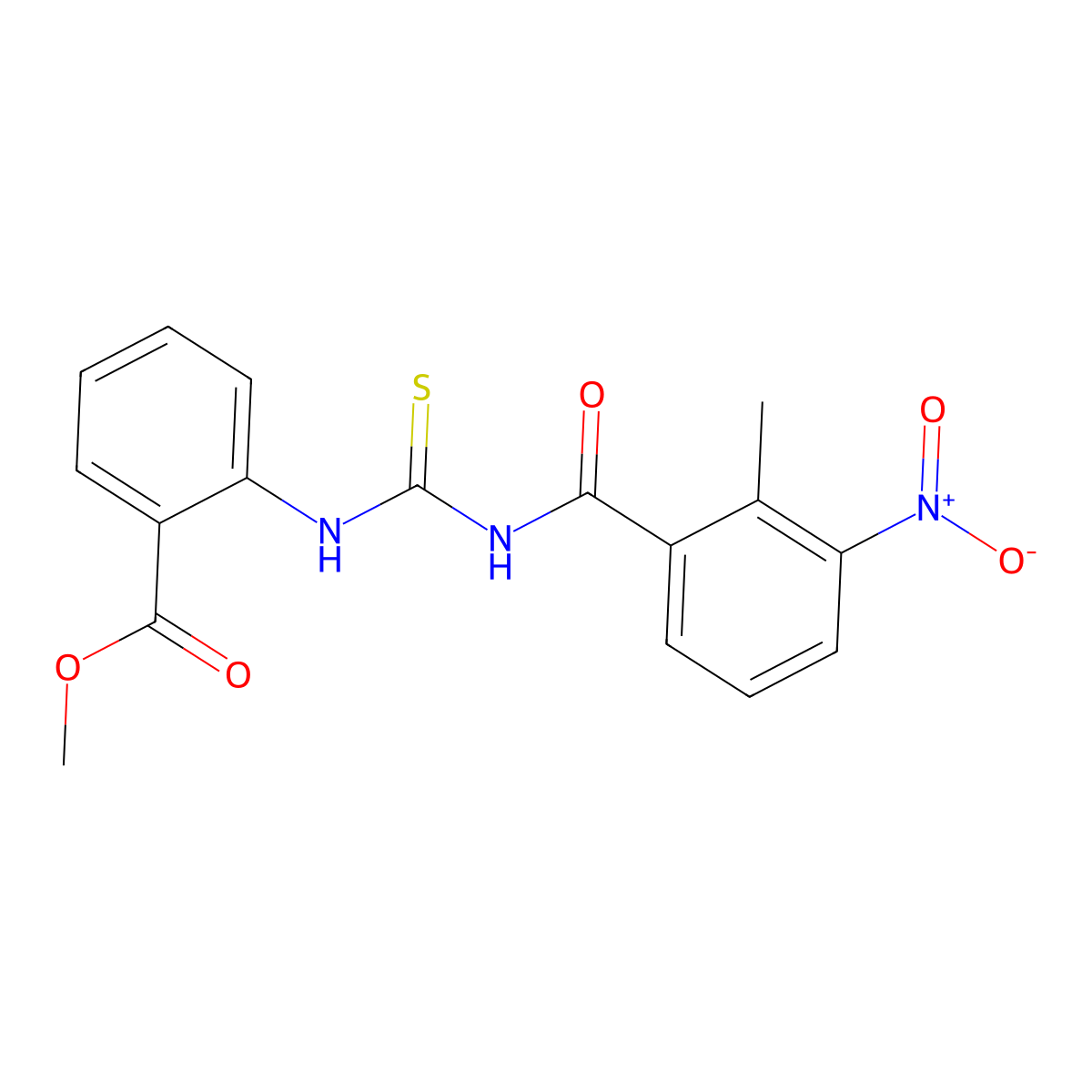 Methyl 2-({[(2-methyl-3-nitrophenyl)carbonyl]carbamothioyl}amino)benzoate molecular structure, CAS 429647-50-7