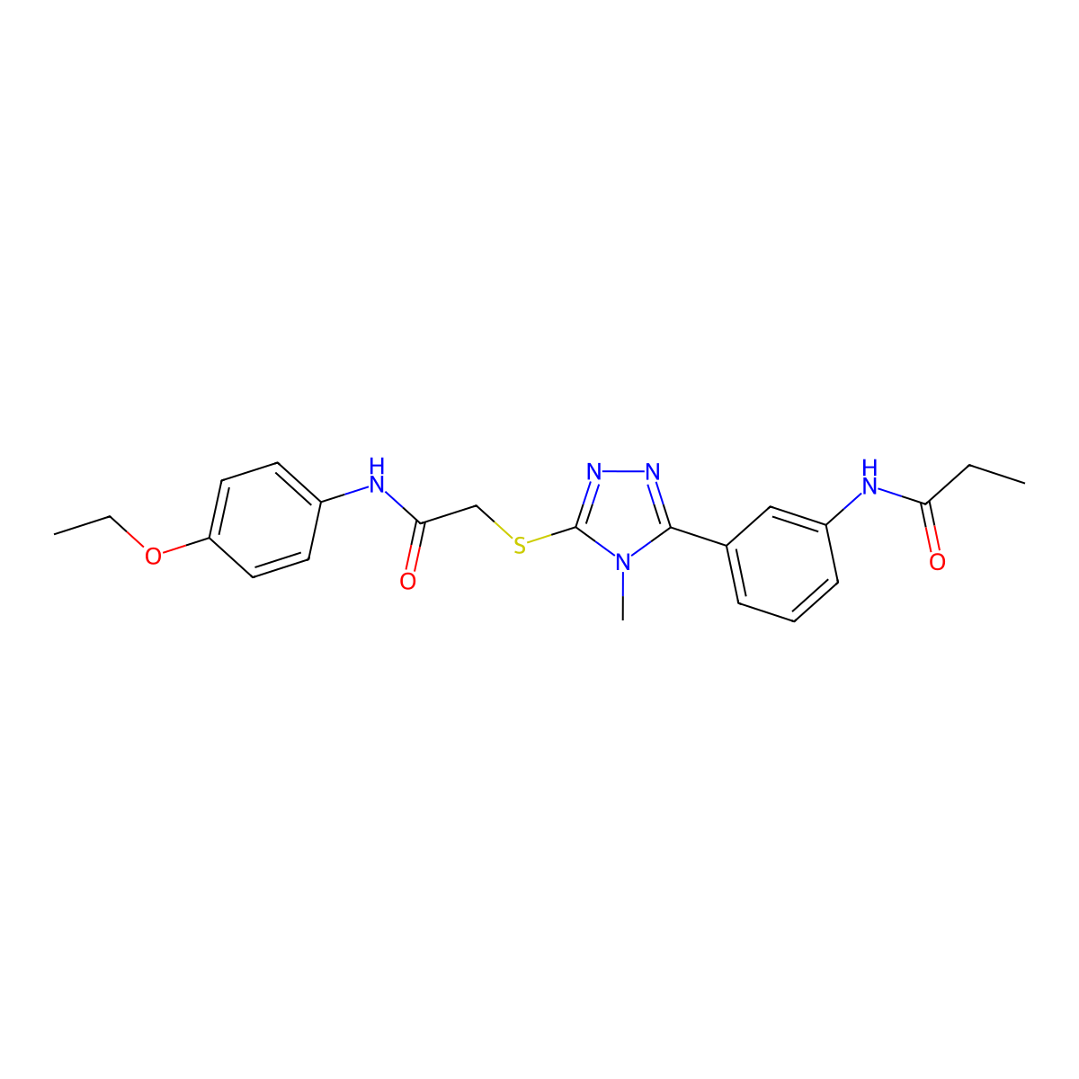 N-[3-[5-[2-(4-ethoxyanilino)-2-oxoethyl]sulfanyl-4-methyl-1,2,4-triazol-3-yl]phenyl]propanamide molecular structure, CAS 429647-52-9