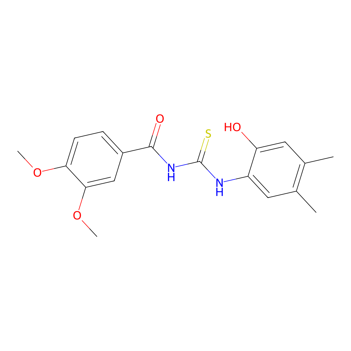 N-[(2-hydroxy-4,5-dimethylphenyl)carbamothioyl]-3,4-dimethoxybenzamide molecular structure, CAS 429647-60-9
