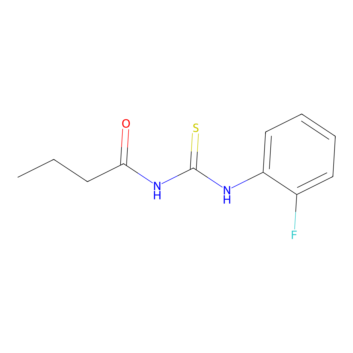 N-[(2-fluorophenyl)carbamothioyl]butanamide molecular structure, CAS 429647-72-3