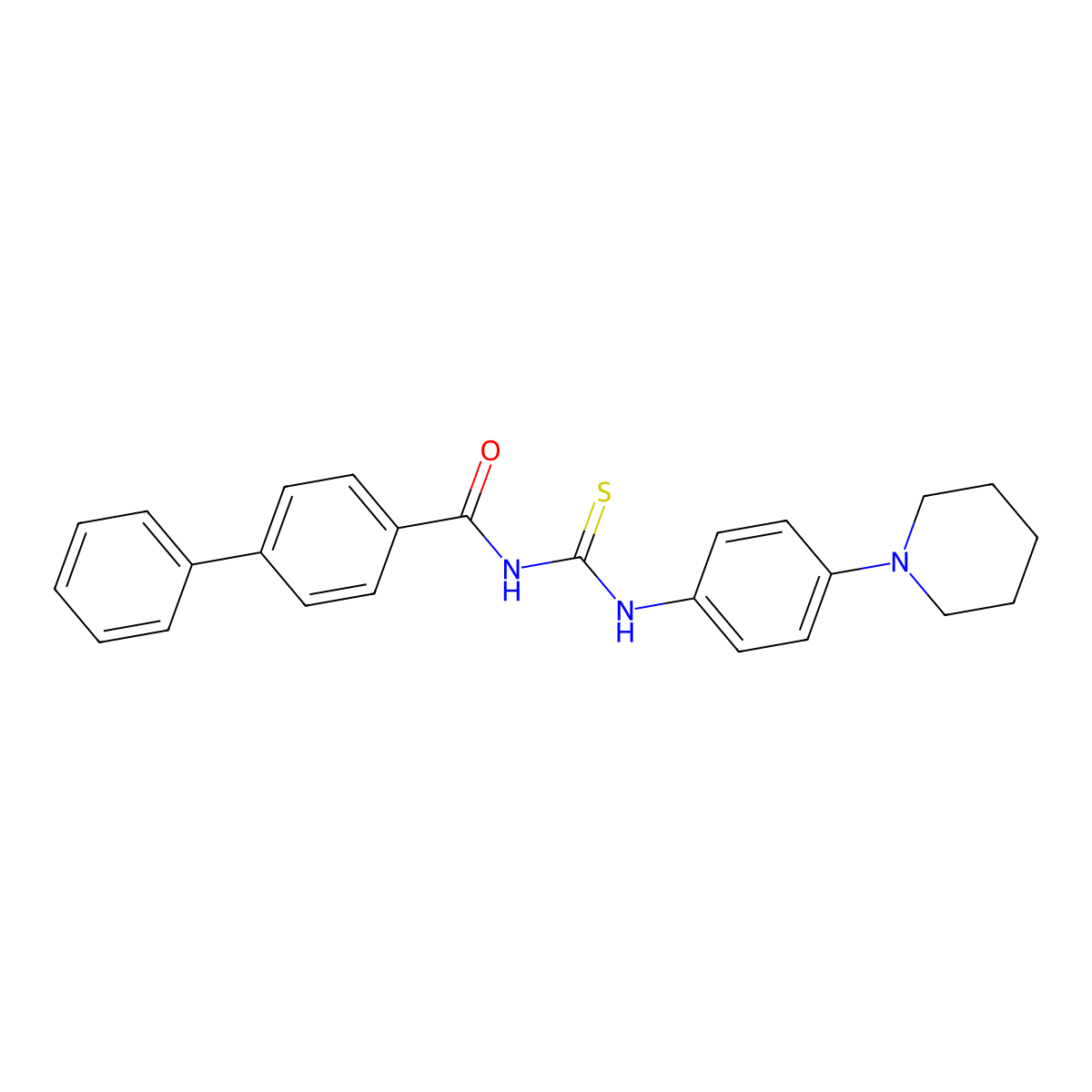 4-phenyl-N-[(4-piperidin-1-ylphenyl)carbamothioyl]benzamide molecular structure, CAS 429647-86-9