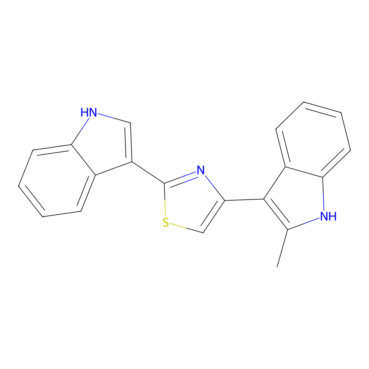 3-[2-(1H-indol-3-yl)-1,3-thiazol-4-yl]-2-methyl-1H-indole molecular structure, CAS 429648-04-4