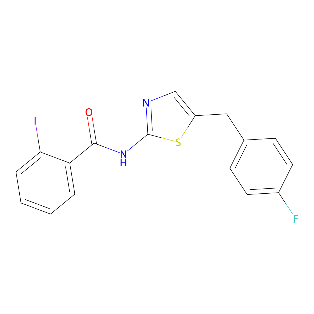 N-[5-(4-fluorobenzyl)-1,3-thiazol-2-yl]-2-iodobenzamide molecular structure, CAS 429648-06-6