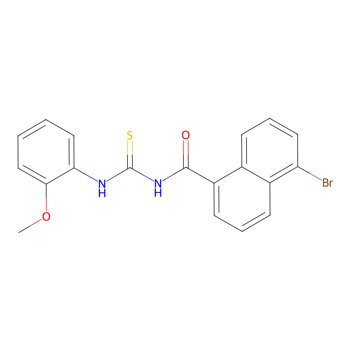 5-bromo-N-[(2-methoxyphenyl)carbamothioyl]naphthalene-1-carboxamide molecular structure, CAS 429648-09-9