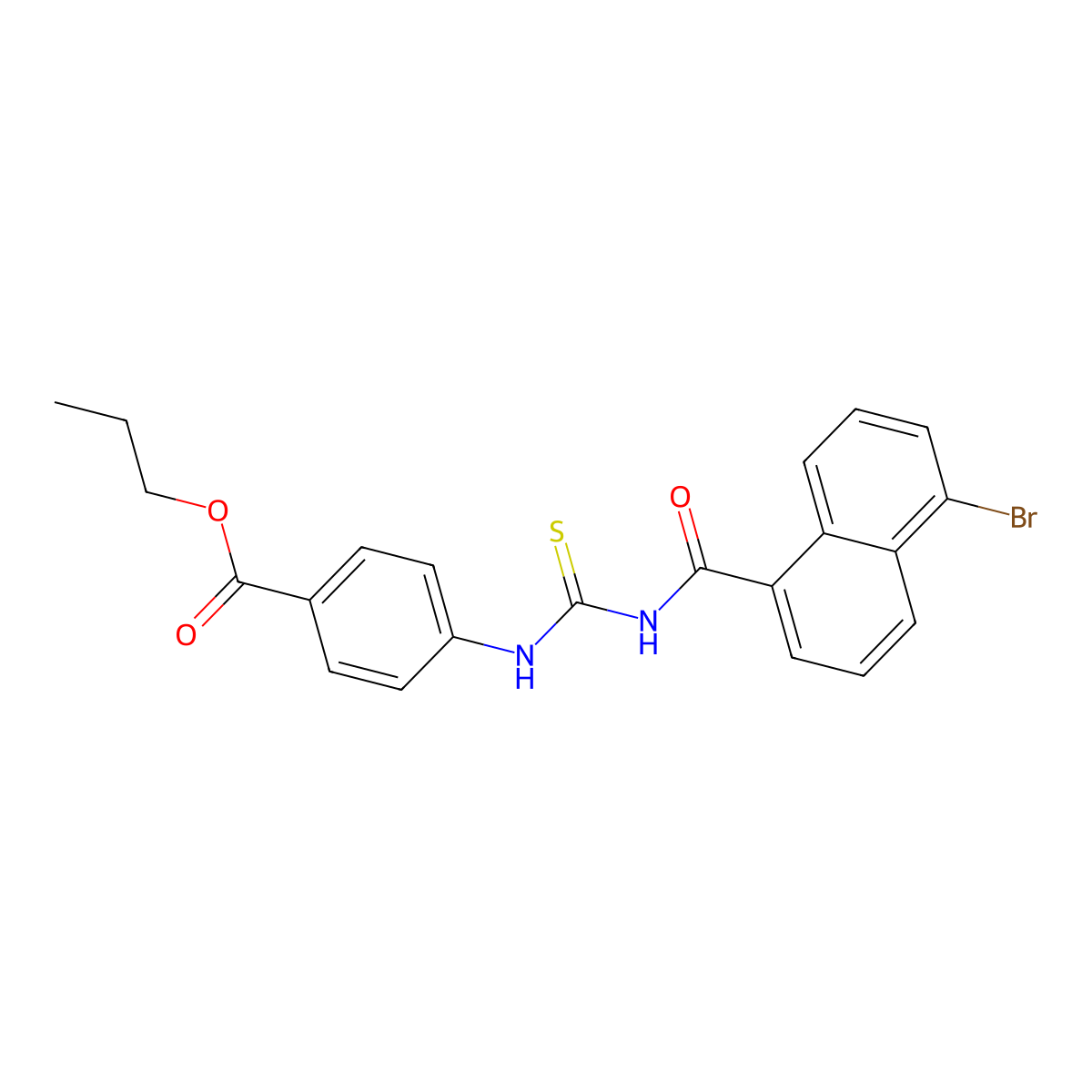 Propyl 4-({[(5-bromonaphthalen-1-yl)carbonyl]carbamothioyl}amino)benzoate molecular structure, CAS 429648-12-4