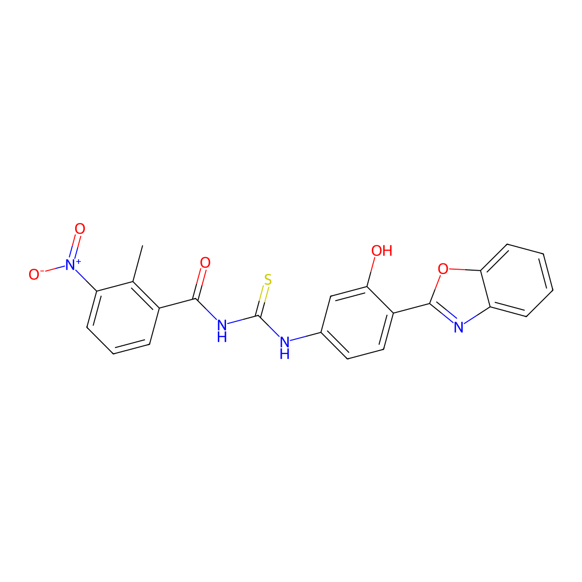 N-{[4-(1,3-benzoxazol-2-yl)-3-hydroxyphenyl]carbamothioyl}-2-methyl-3-nitrobenzamide molecular structure, CAS 429648-13-5