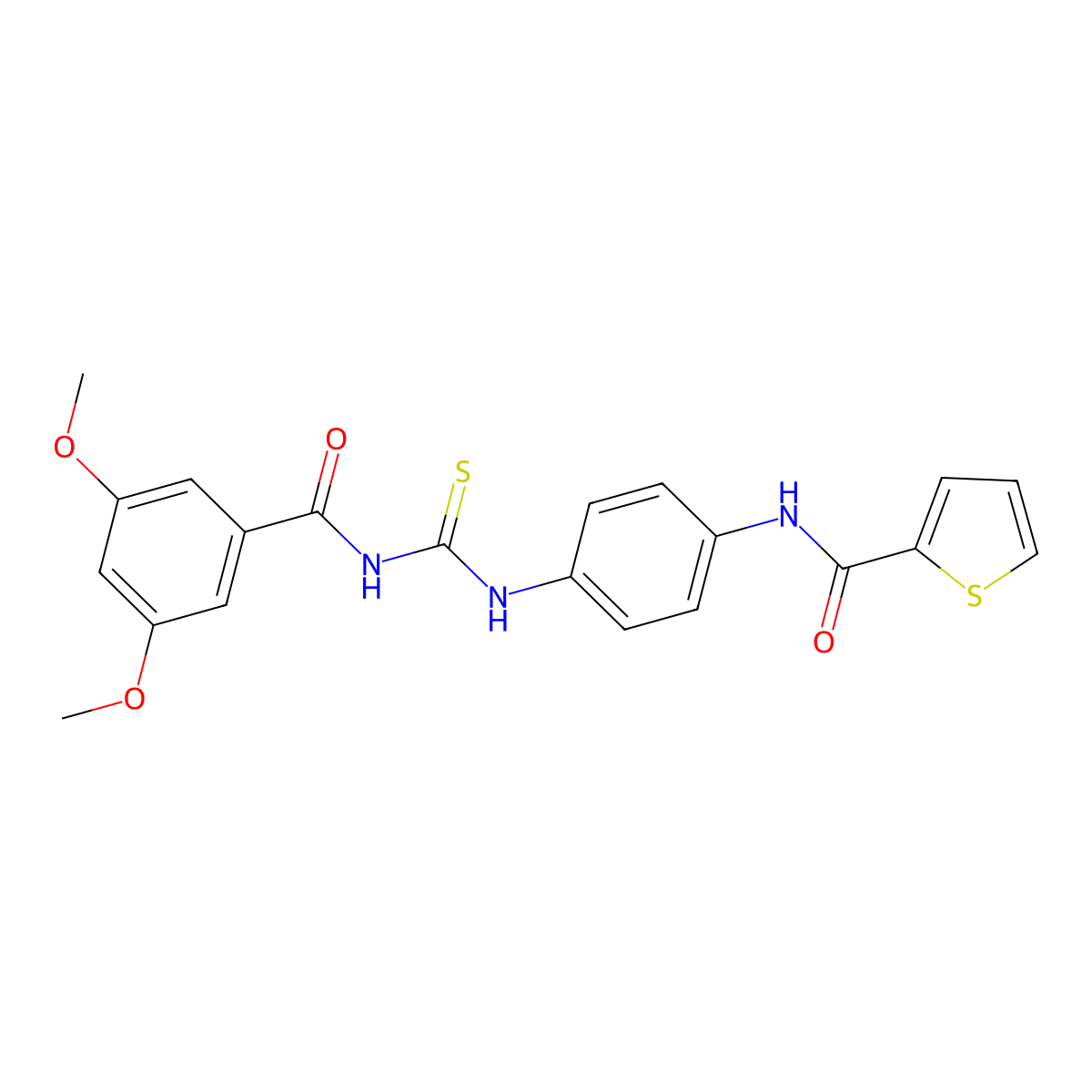 N-[4-[(3,5-dimethoxybenzoyl)carbamothioylamino]phenyl]thiophene-2-carboxamide molecular structure, CAS 429648-18-0