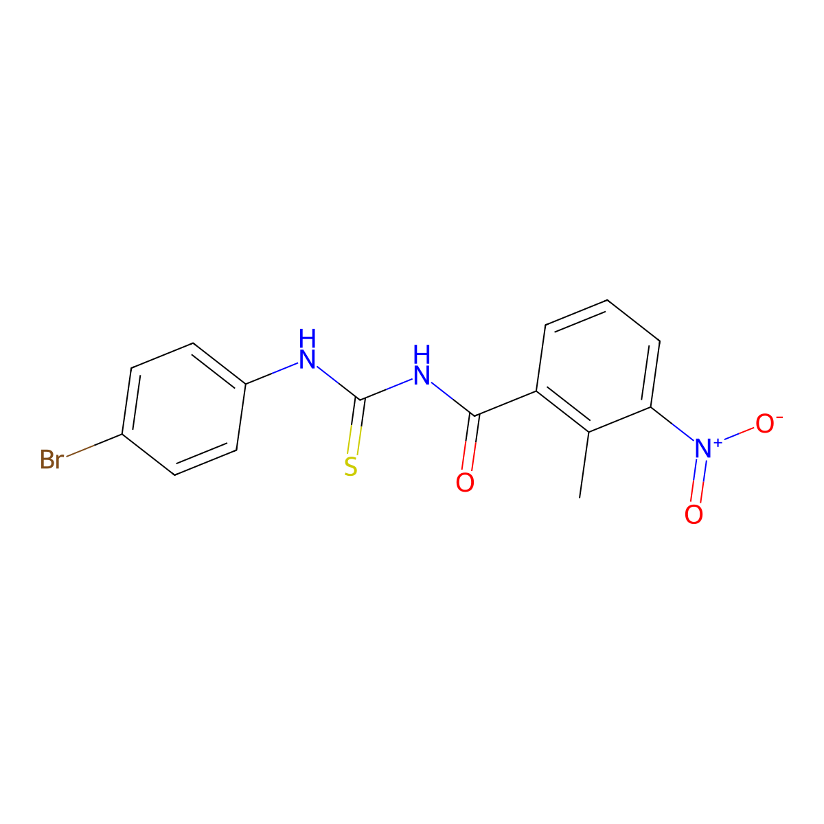 N-[(4-bromophenyl)carbamothioyl]-2-methyl-3-nitrobenzamide molecular structure, CAS 429648-19-1