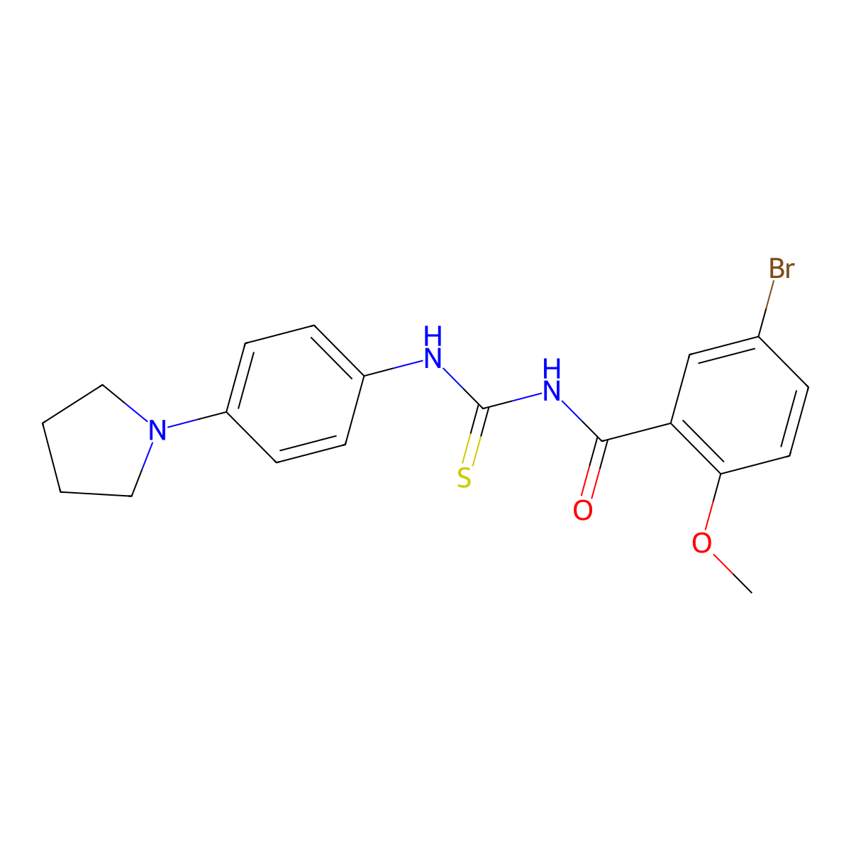 5-bromo-2-methoxy-N-[(4-pyrrolidin-1-ylphenyl)carbamothioyl]benzamide molecular structure, CAS 429648-26-0