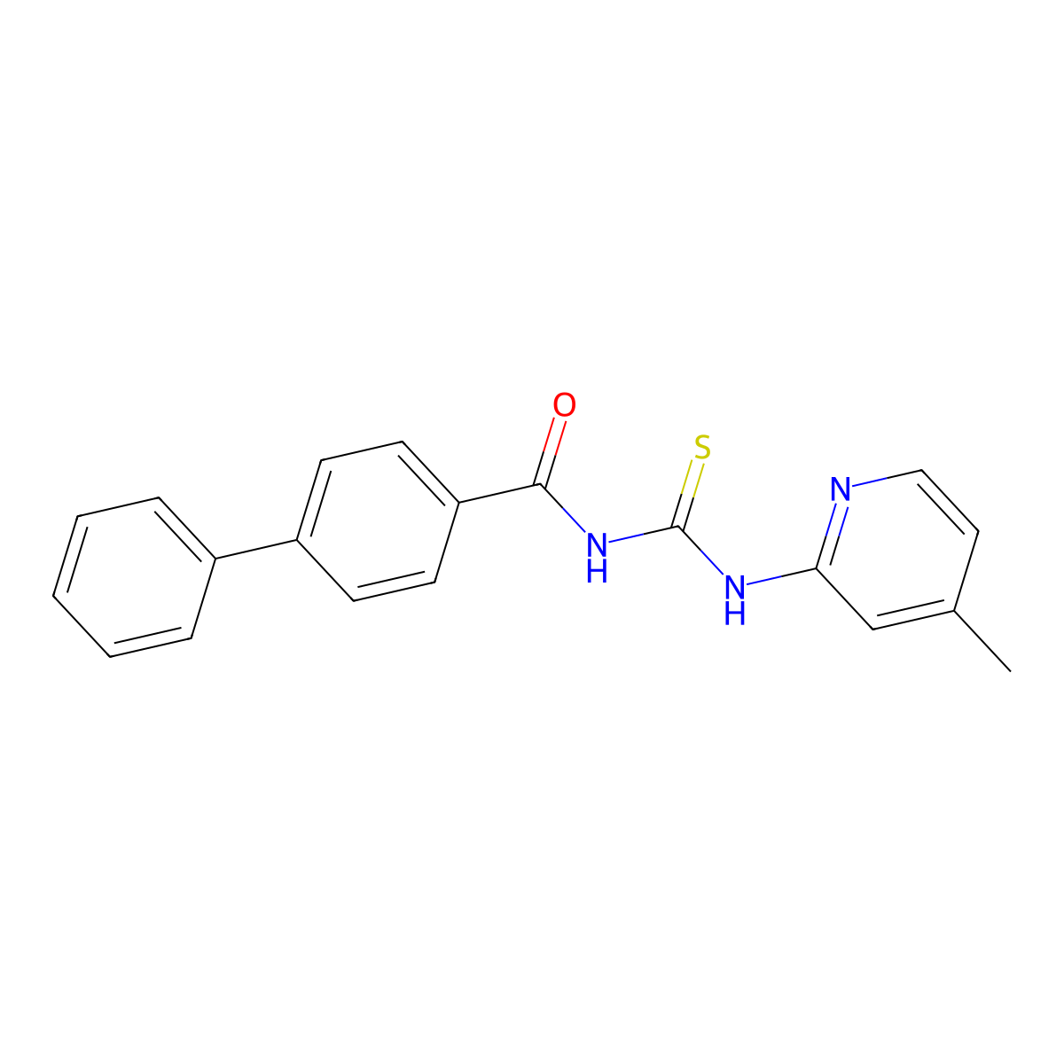 N-[(4-methylpyridin-2-yl)carbamothioyl]-4-phenylbenzamide molecular structure, CAS 429648-60-2