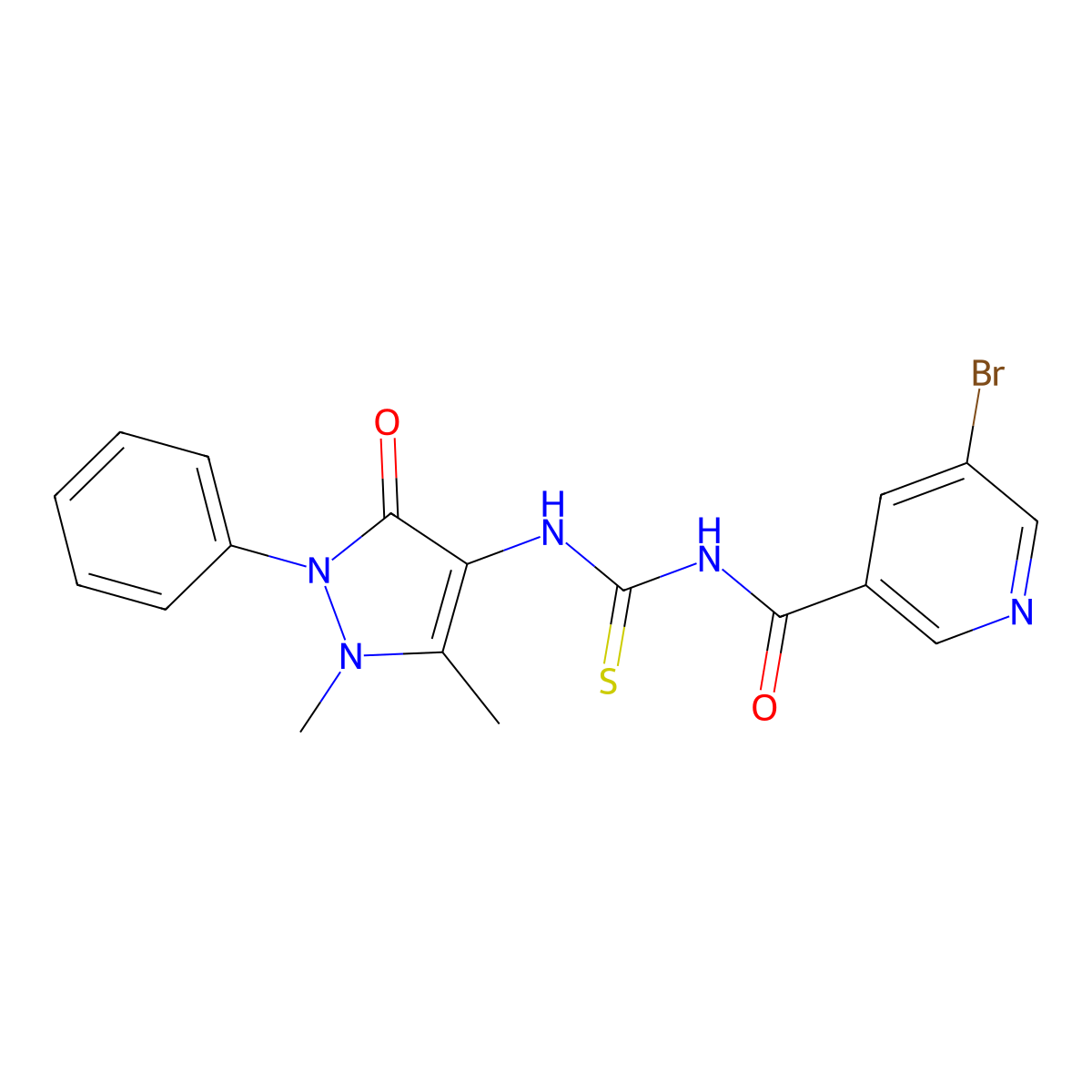 5-bromo-N-[(1,5-dimethyl-3-oxo-2-phenylpyrazol-4-yl)carbamothioyl]pyridine-3-carboxamide molecular structure, CAS 429648-65-7