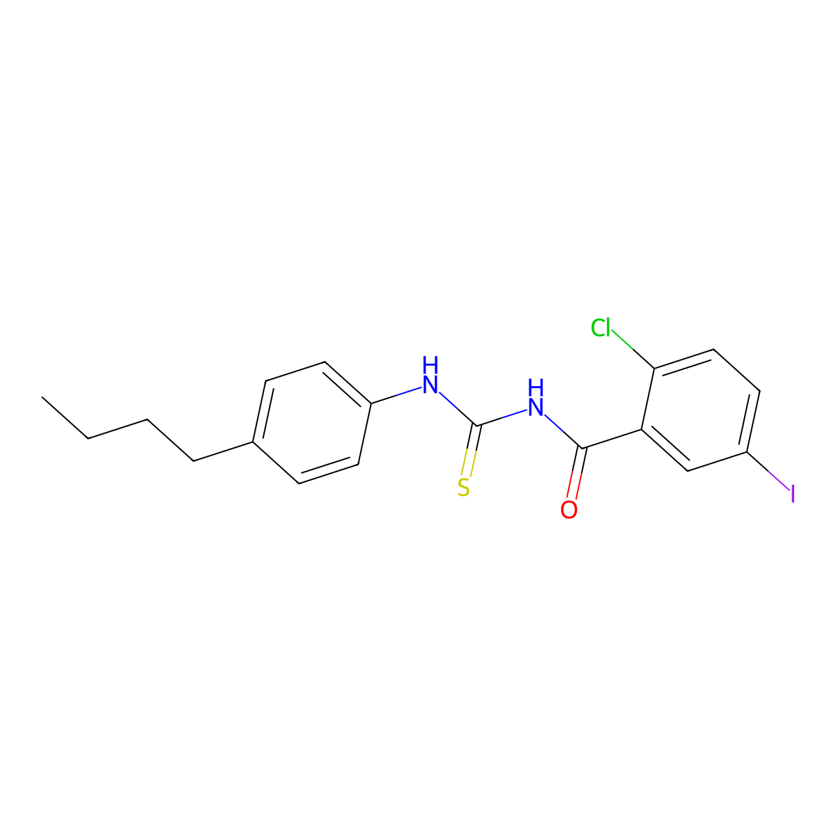 N-[(4-butylphenyl)carbamothioyl]-2-chloro-5-iodobenzamide molecular structure, CAS 429648-68-0