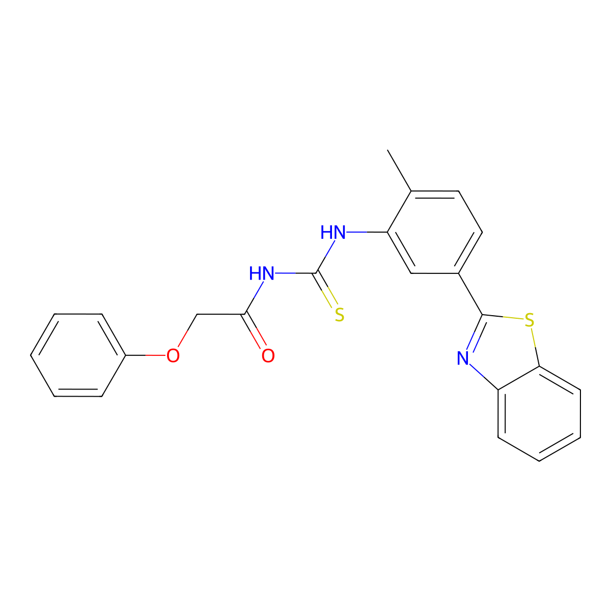 N-[[5-(1,3-benzothiazol-2-yl)-2-methylphenyl]carbamothioyl]-2-phenoxyacetamide molecular structure, CAS 429648-74-8