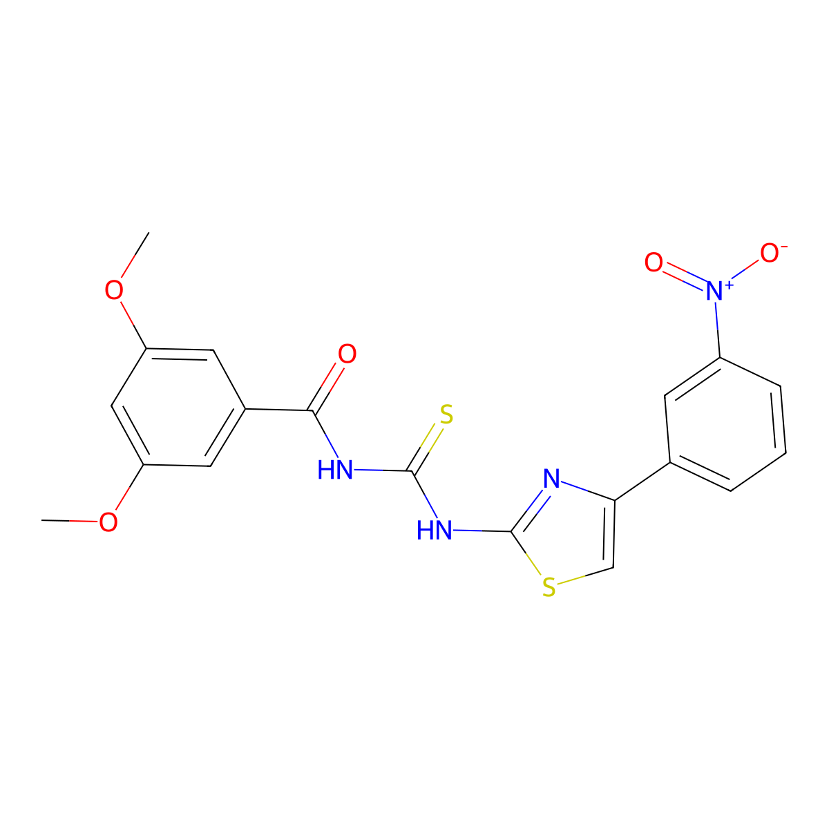 3,5-dimethoxy-N-[[4-(3-nitrophenyl)-1,3-thiazol-2-yl]carbamothioyl]benzamide molecular structure, CAS 429648-84-0