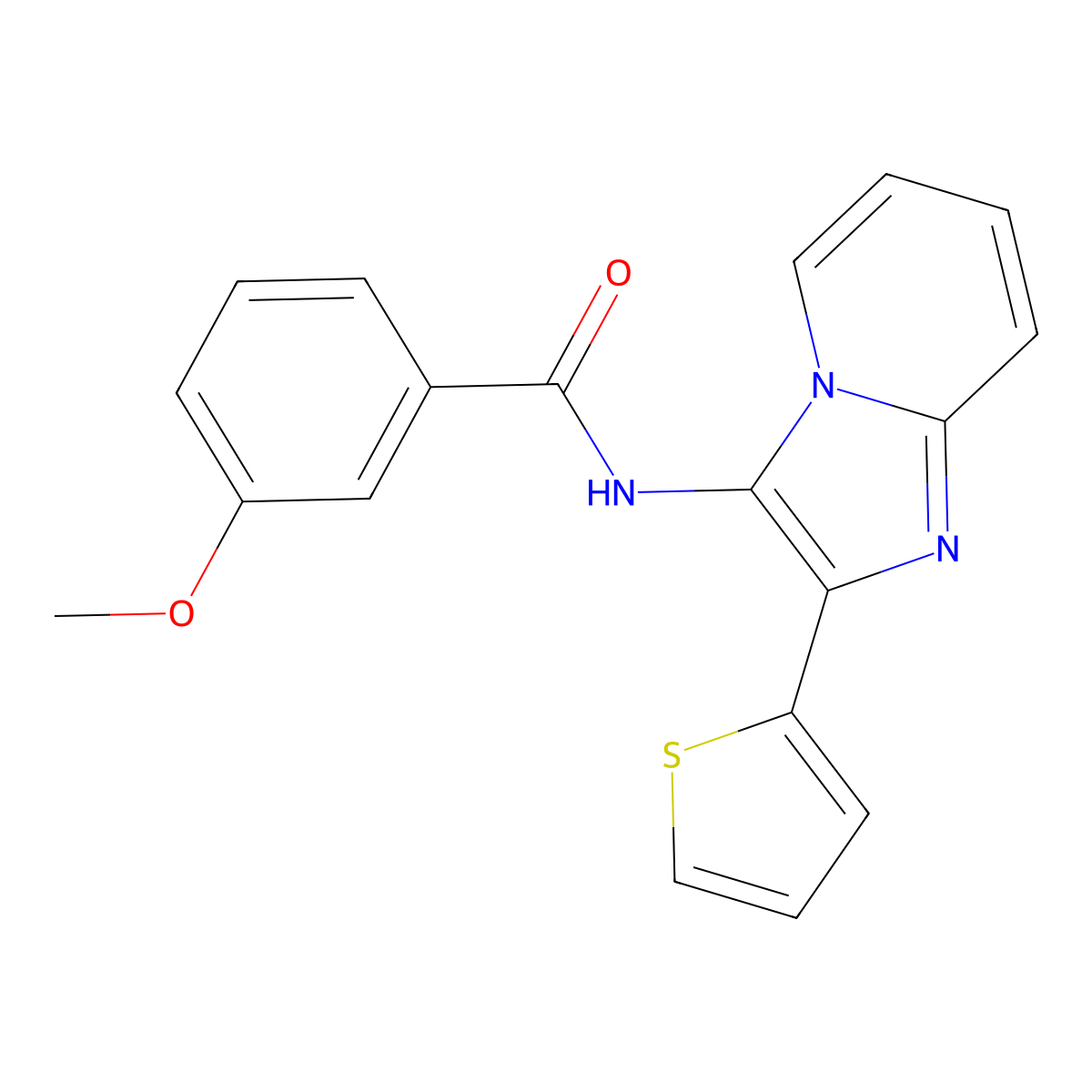 3-Methoxy-N-[2-(thiophen-2-YL)imidazo[1,2-A]pyridin-3-YL]benzamide molecular structure, CAS 429648-89-5