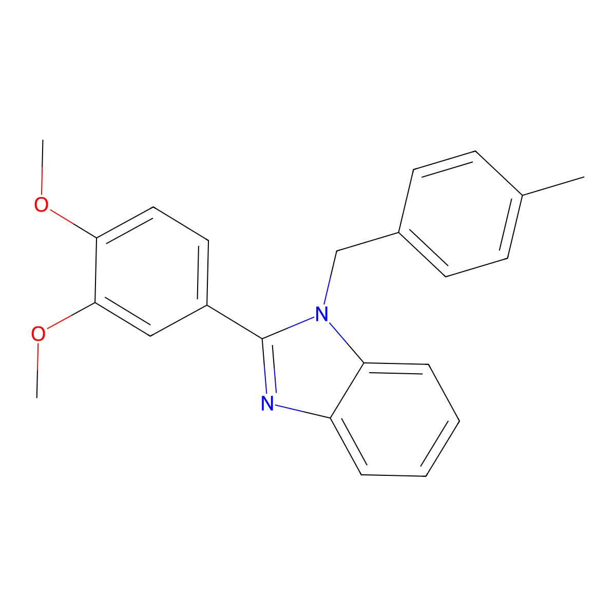 2-(3,4-dimethoxyphenyl)-1-(4-methylbenzyl)-1H-benzo[d]imidazole molecular structure, CAS 429648-90-8