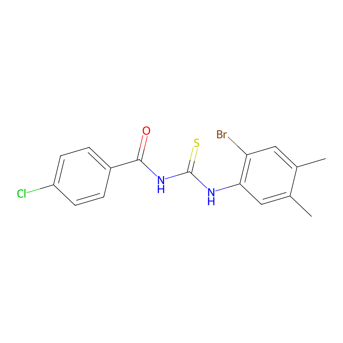 N-[(2-bromo-4,5-dimethylphenyl)carbamothioyl]-4-chlorobenzamide molecular structure, CAS 429648-98-6