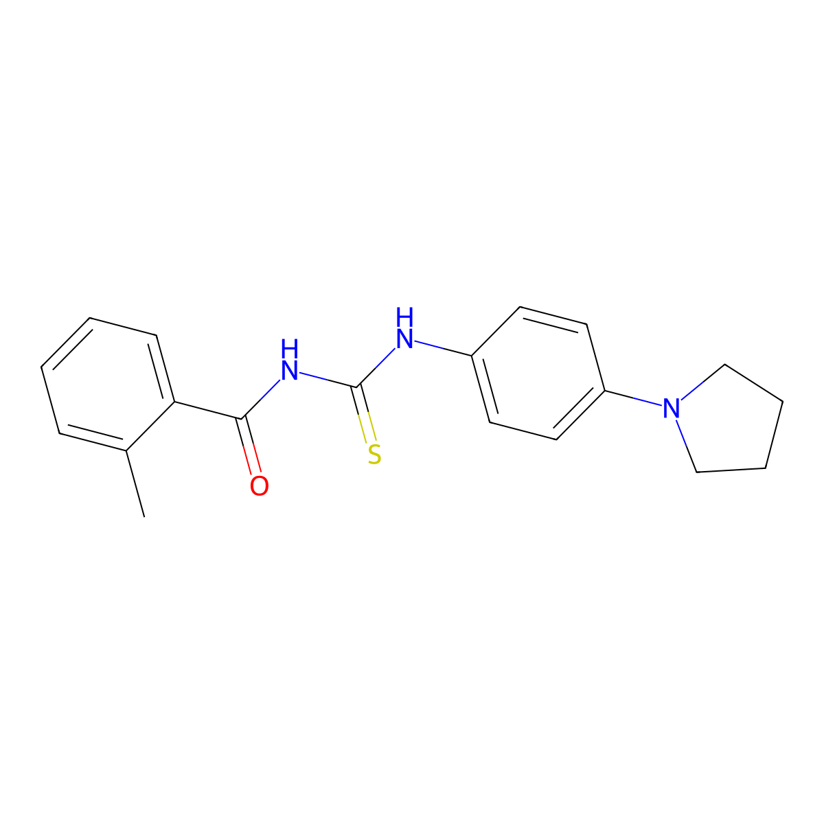 2-methyl-N-[(4-pyrrolidin-1-ylphenyl)carbamothioyl]benzamide molecular structure, CAS 429649-20-7