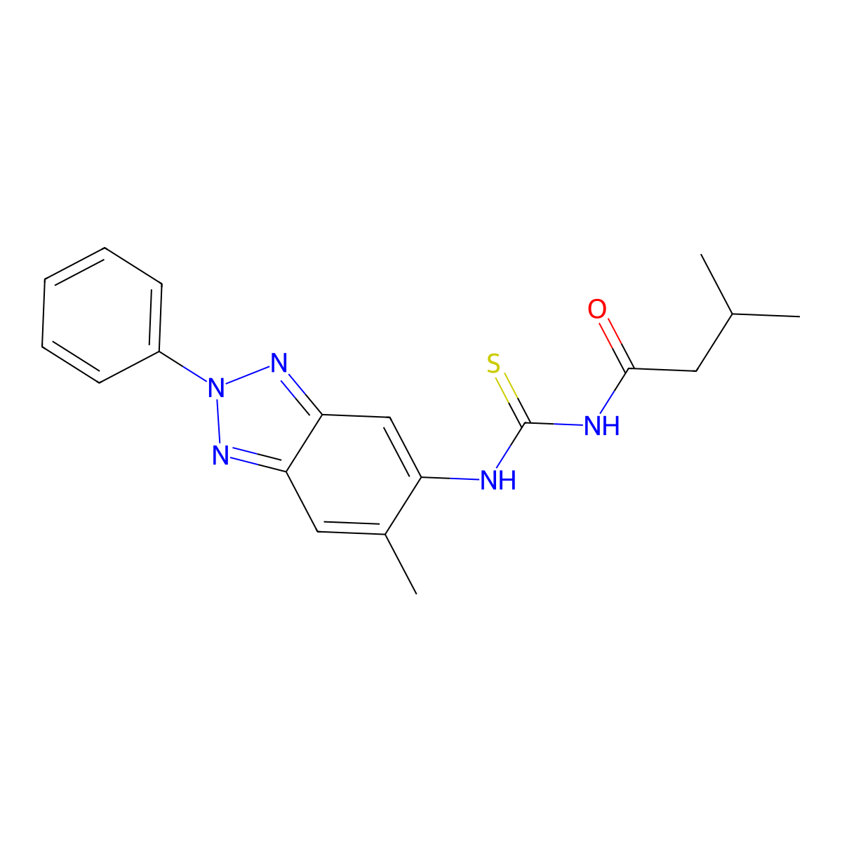 3-methyl-N-[(6-methyl-2-phenylbenzotriazol-5-yl)carbamothioyl]butanamide molecular structure, CAS 429649-28-5