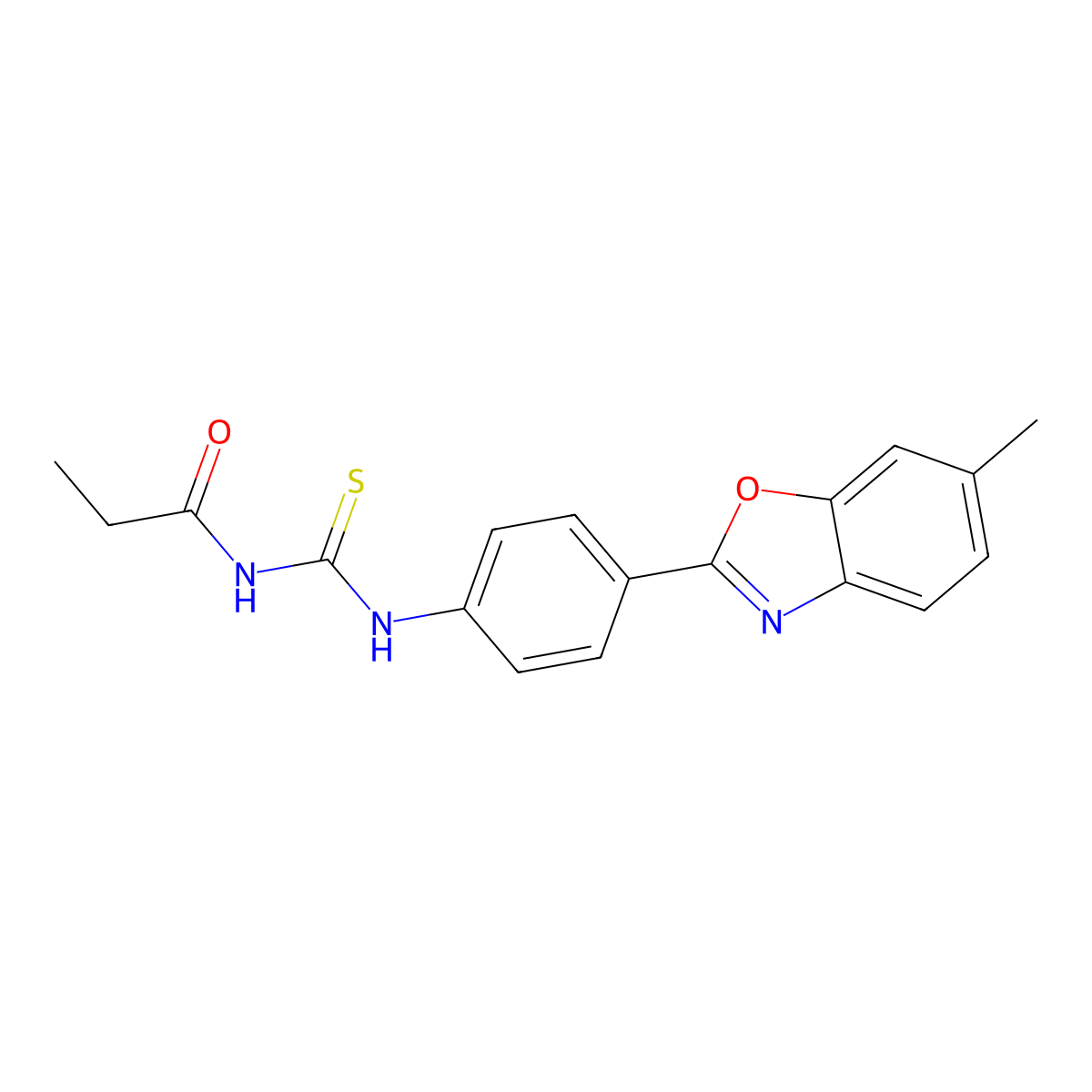 N-[[4-(6-methyl-1,3-benzoxazol-2-yl)phenyl]carbamothioyl]propanamide molecular structure, CAS 429649-35-4