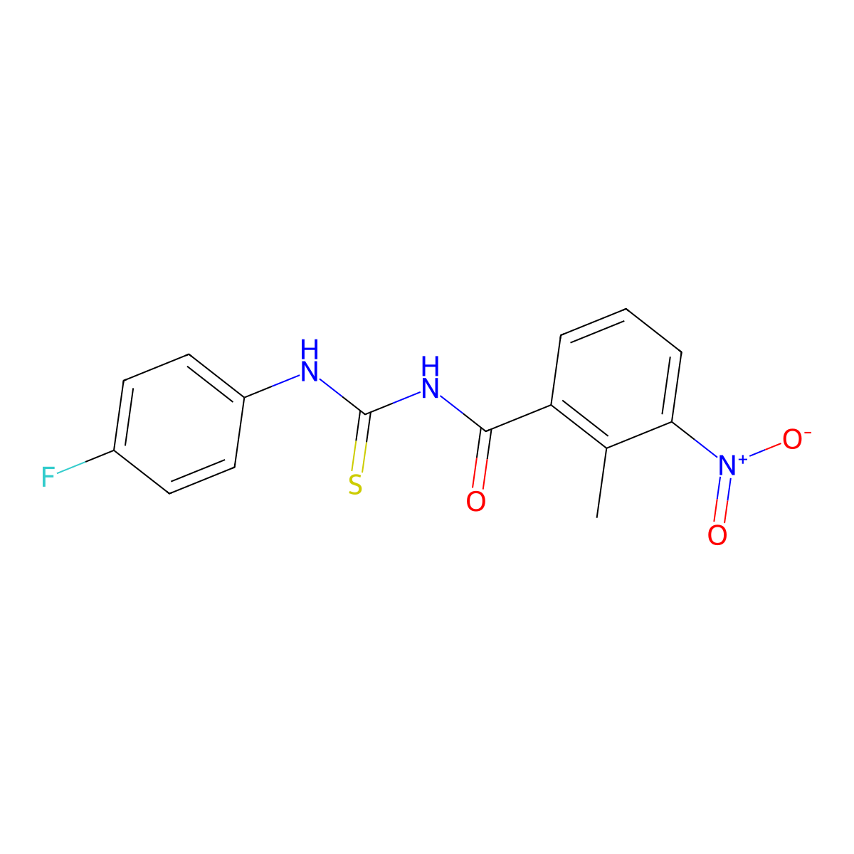 N-[(4-fluorophenyl)carbamothioyl]-2-methyl-3-nitrobenzamide molecular structure, CAS 429649-47-8