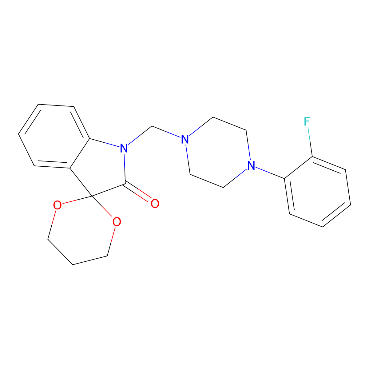 1'-[[4-(2-Fluorophenyl)piperazin-1-yl]methyl]spiro[1,3-dioxane-2,3'-indole]-2'-one molecular structure, CAS 429649-58-1