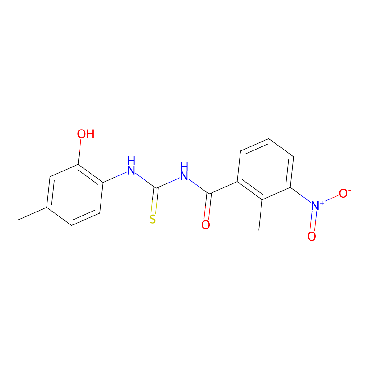 N-[(2-hydroxy-4-methylphenyl)carbamothioyl]-2-methyl-3-nitrobenzamide molecular structure, CAS 429649-60-5